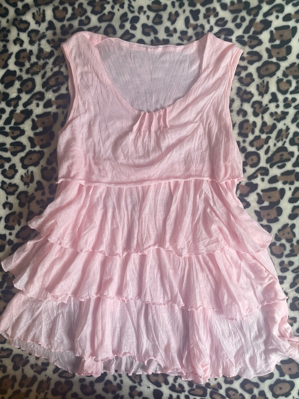 ♡ Pink Ruffle Tiered Cami Top